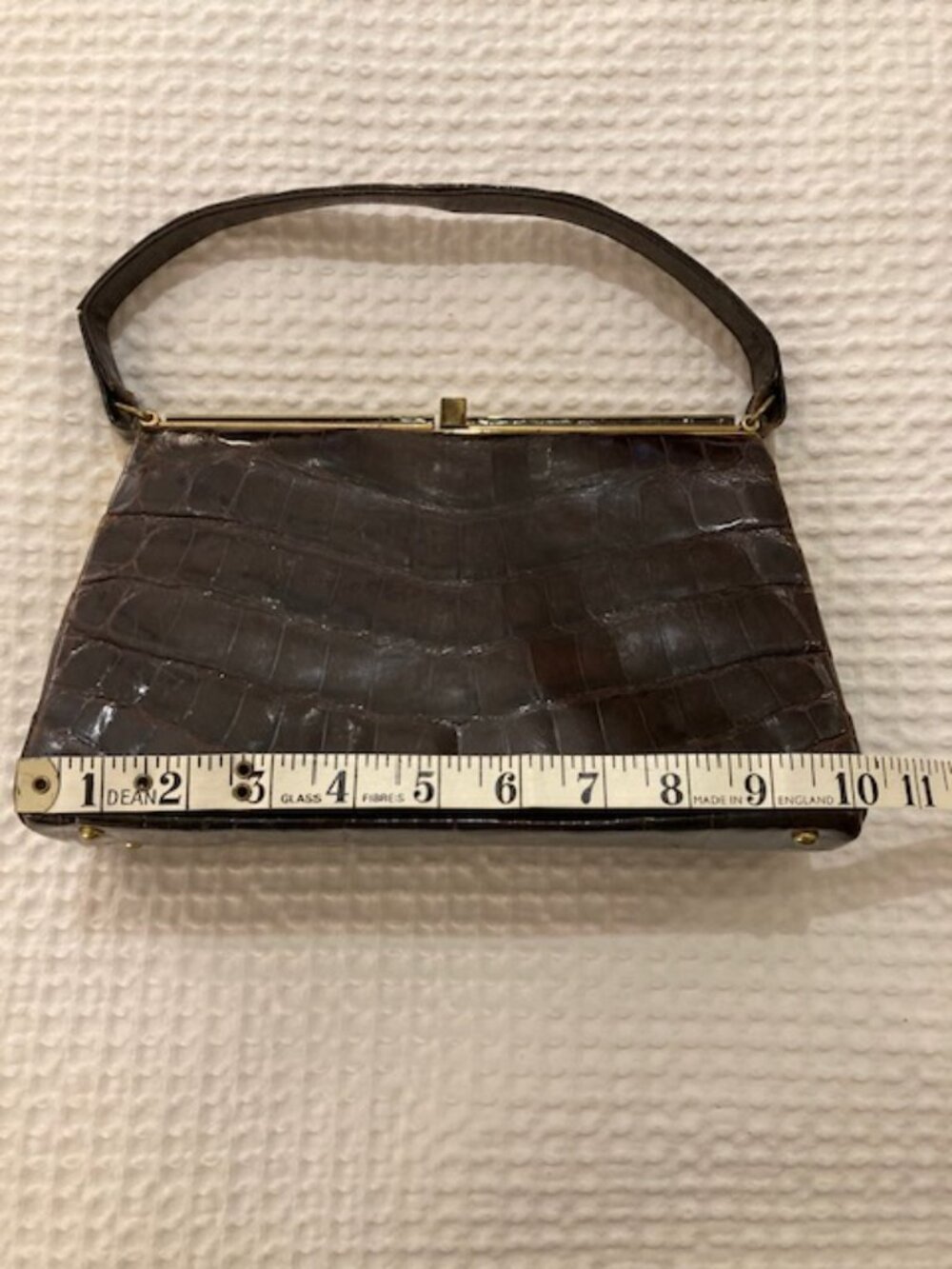 Vintage 1950s Genuine Crocodile Handbag - Brown - FAIR (Handle Repair Needed) - Picture 15 of 16